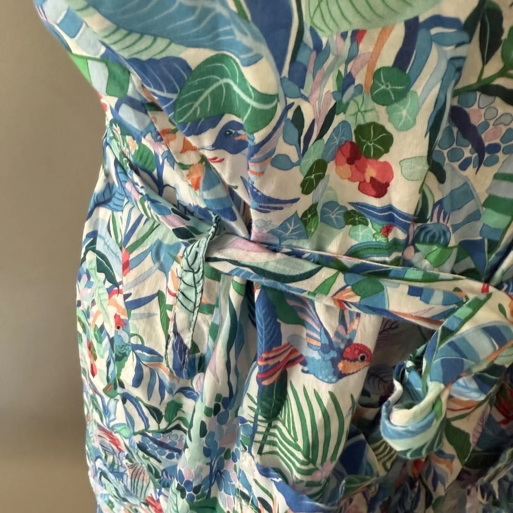 DEREK ROSE LONDON S Cotton Kimono Robe Jungle